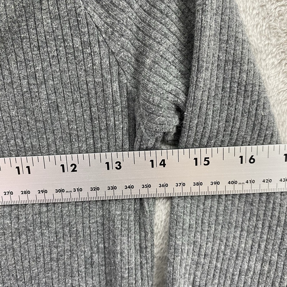 Express One Eleven Women S Gray Ribbed Boatneck Crop Top 3/4 Sleeve - Picture 7 of 7